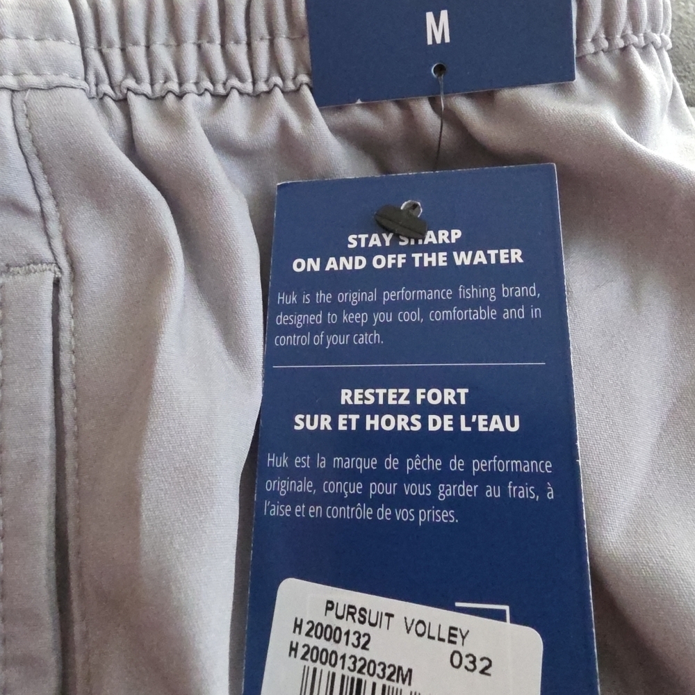 Huk Fishing In And Out Of Water Gray Shorts with Blue Drawstring Mens Medium - Picture 6 of 8